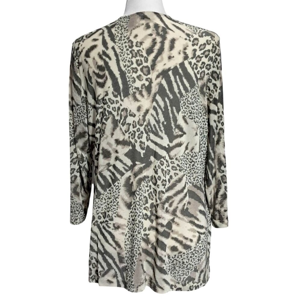 Chicos Mixed Leopard Zebra Print Open Front Cardi… - image 9